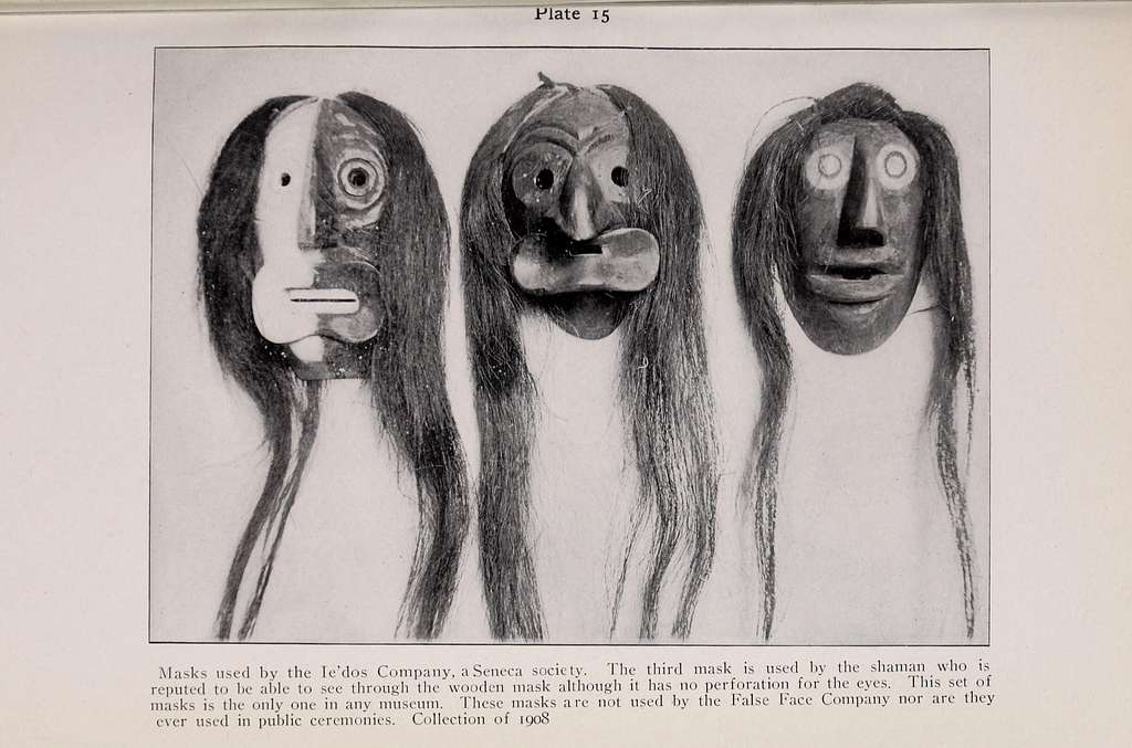 Trois masque de faux-visage collection de la collection du New York State Museum de 1908 
